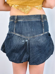 2000s Dark Denim Bleach Splatter Bubble Skirt - S