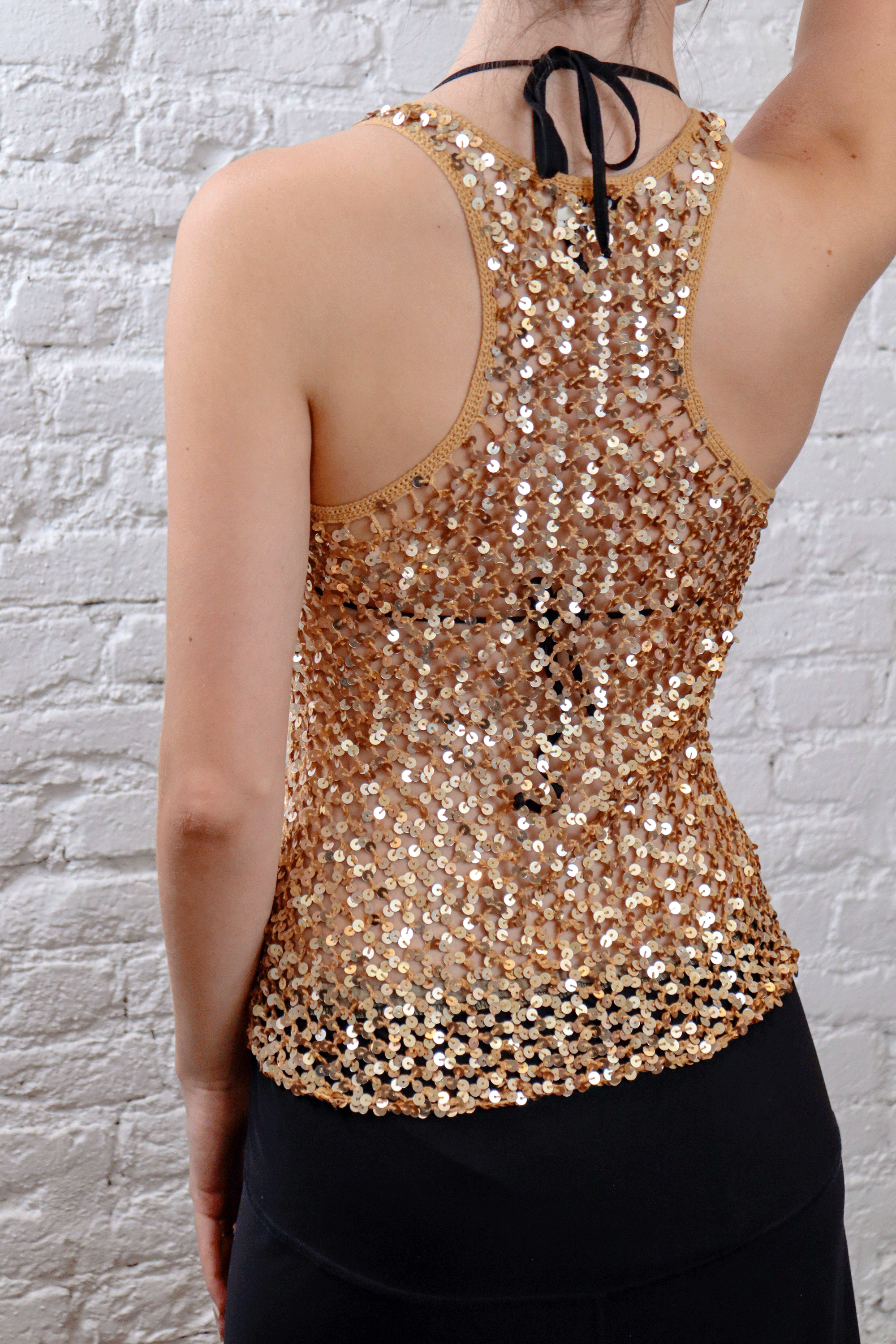 D&G Gold Sequin Net Tank
