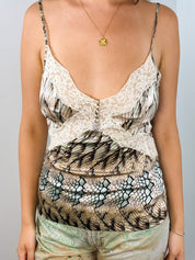 Roberto Cavalli 2000s Butterfly Wing Scale Print Silk Cami - S/M