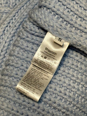 Ermanno Scervino Light Blue Fringe Trim Chunky Knit Coat - S/M