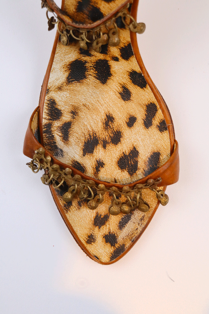 Roberto Cavalli Charm Strap Cheetah Sandals