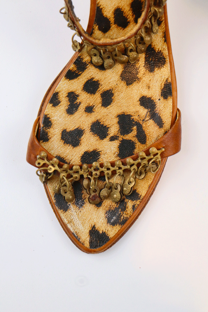 Roberto Cavalli Charm Strap Cheetah Sandals