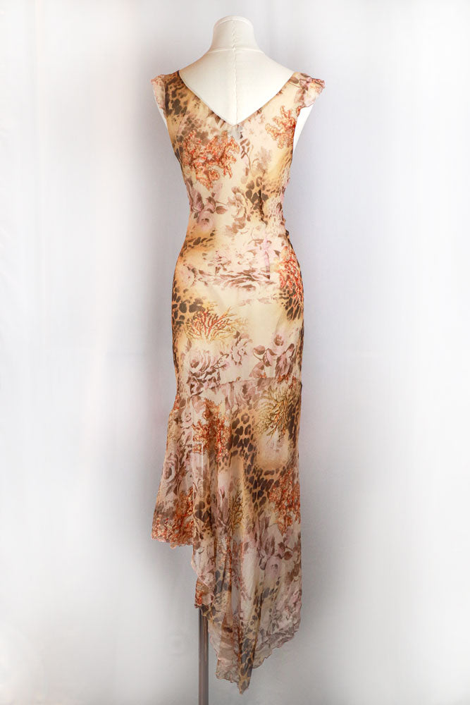 Vintage Italian Silk Floral & Cheetah Maxi Dress