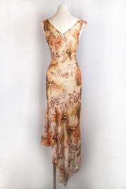 Vintage Italian Silk Floral & Cheetah Maxi Dress