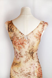 Vintage Italian Silk Floral & Cheetah Maxi Dress