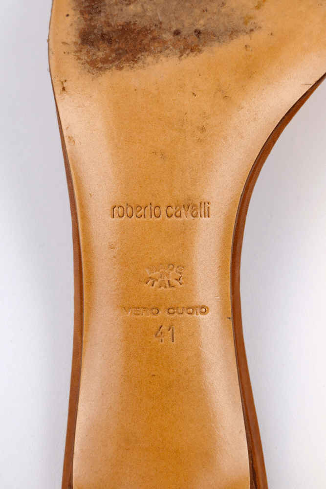 Roberto Cavalli Charm Strap Cheetah Sandals