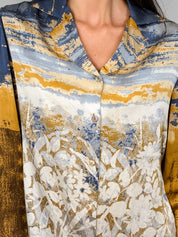 Roberto Cavalli 2000s Painterly Floral Print Shirt & Jean Set - Top M / Jeans W30