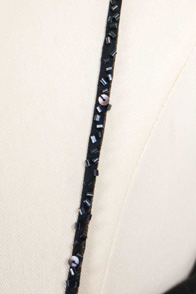 Italian 2000s Black Silk Beaded Asymmetrical Dress