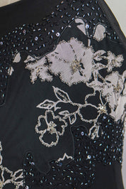 Italian 2000s Black Silk Beaded Asymmetrical Dress