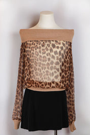 Blumarine 2000s Leopard Print Silk Ribbed Sweater