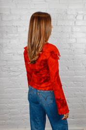 Just Cavalli Red Sheer Rose Blouse