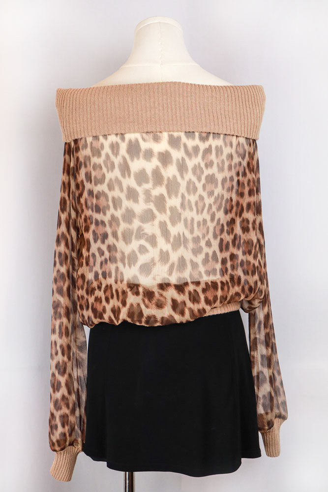 Blumarine 2000s Leopard Print Silk Ribbed Sweater