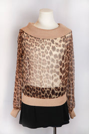 Blumarine 2000s Leopard Print Silk Ribbed Sweater