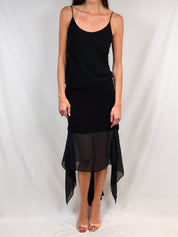 LIST Boutique 2000s Black Camisole & Handkerchief Skirt Set - M