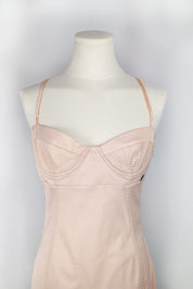Galliano 2000s Blush Pink Bustier Bodycon Dress
