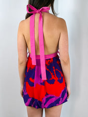 Gianfranco Ferré 2000s Abstract Print Halter Mini Dress - S