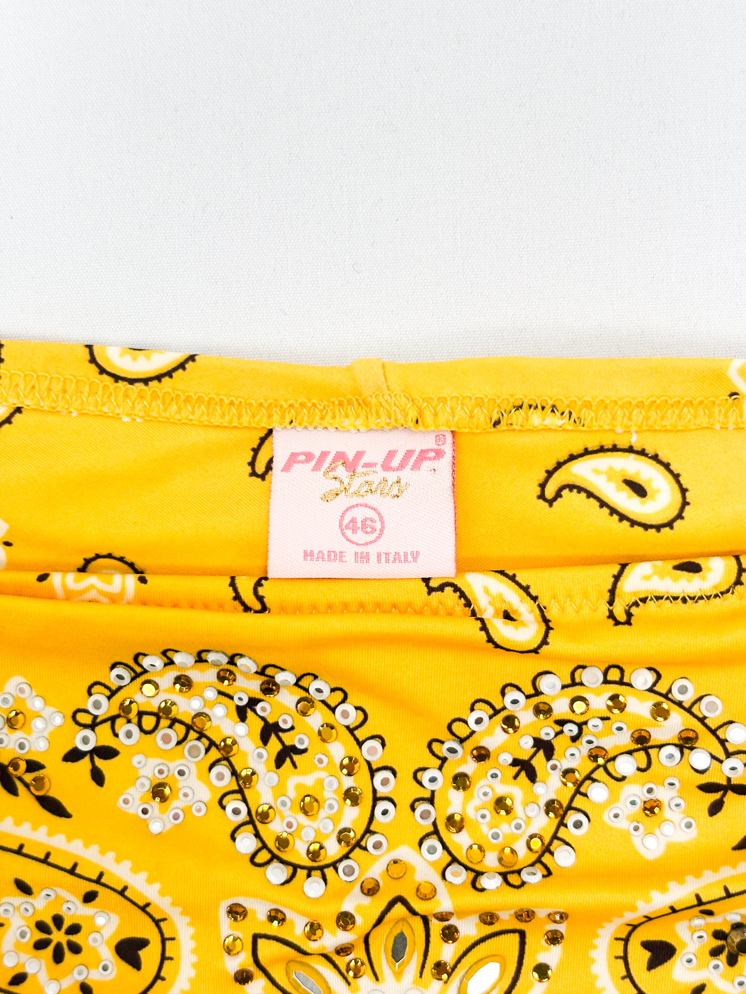 Pin-Up Stars 2000s Yellow Bandana Rhinestone Bikini - M/L