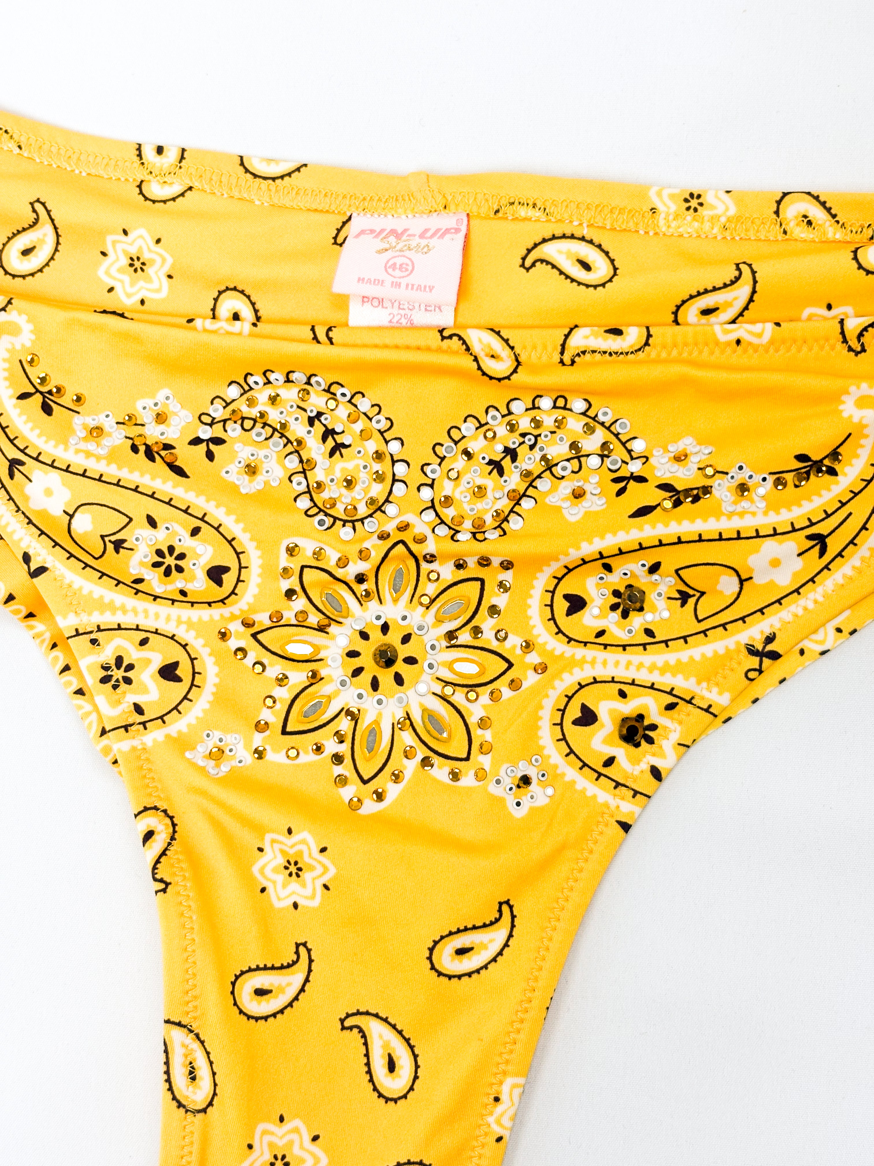 Pin-Up Stars 2000s Yellow Bandana Rhinestone Bikini - M/L