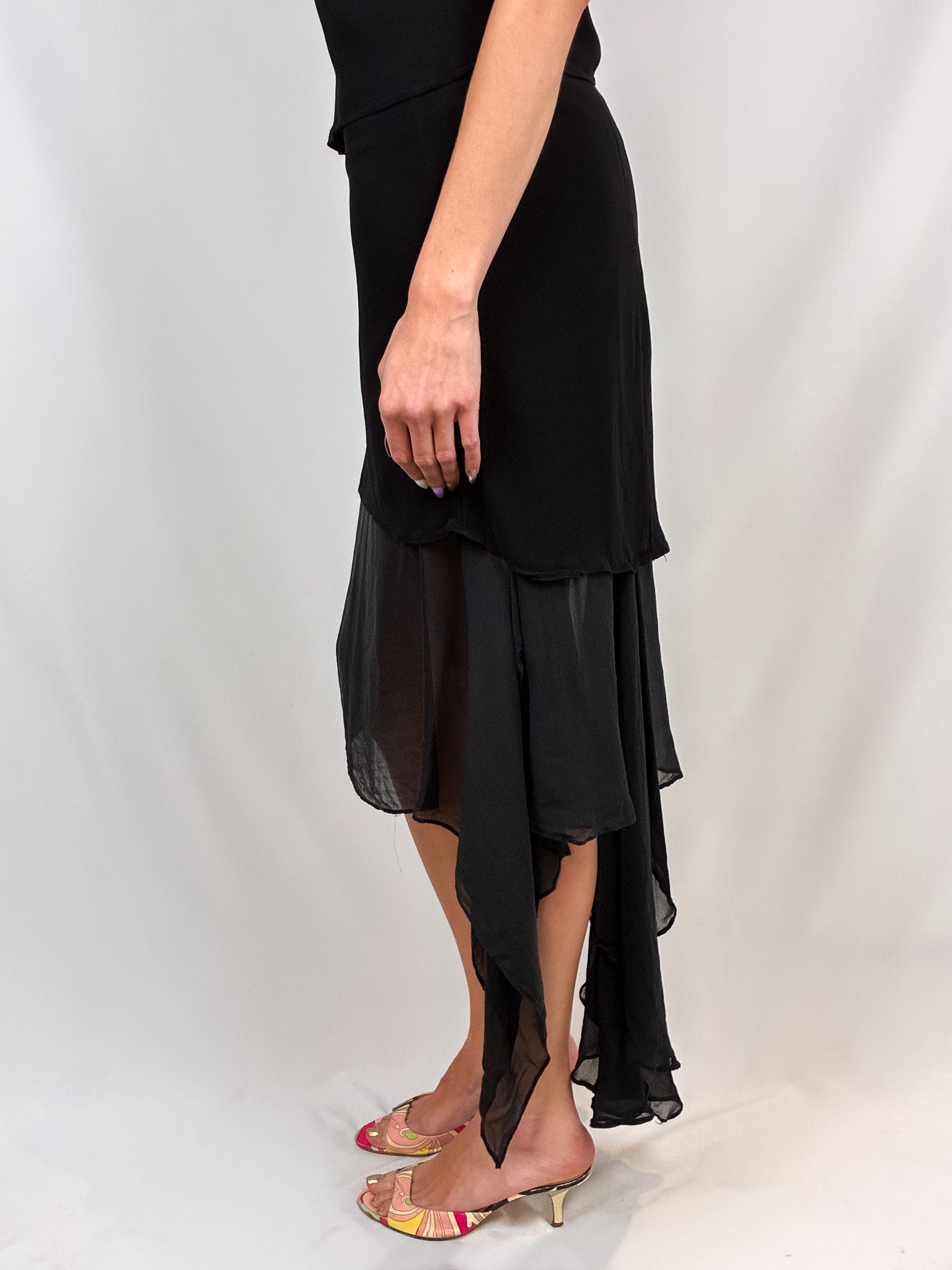 LIST Boutique 2000s Black Camisole & Handkerchief Skirt Set - M