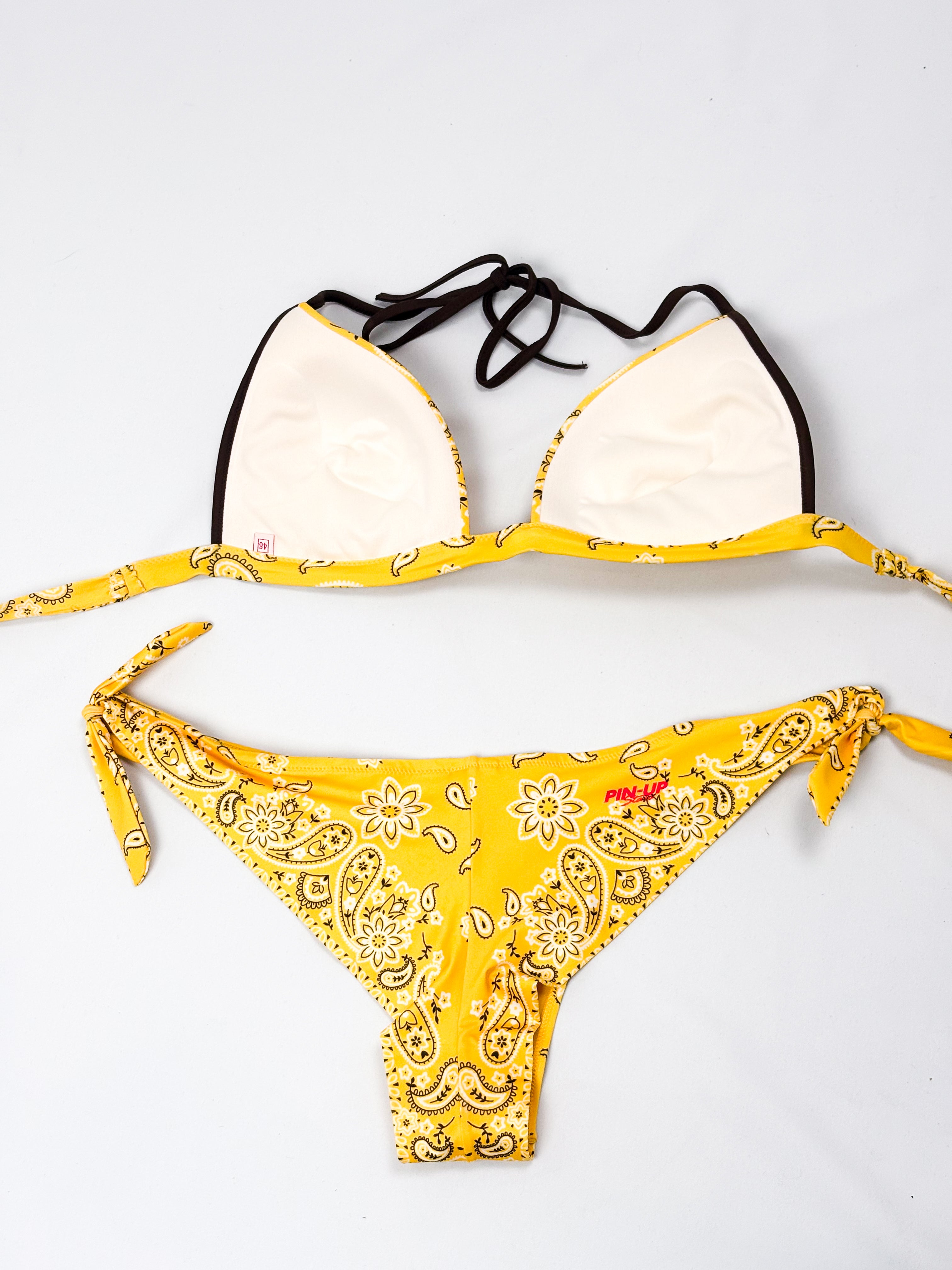Pin-Up Stars 2000s Yellow Bandana Rhinestone Bikini - M/L