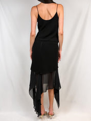 LIST Boutique 2000s Black Camisole & Handkerchief Skirt Set - M