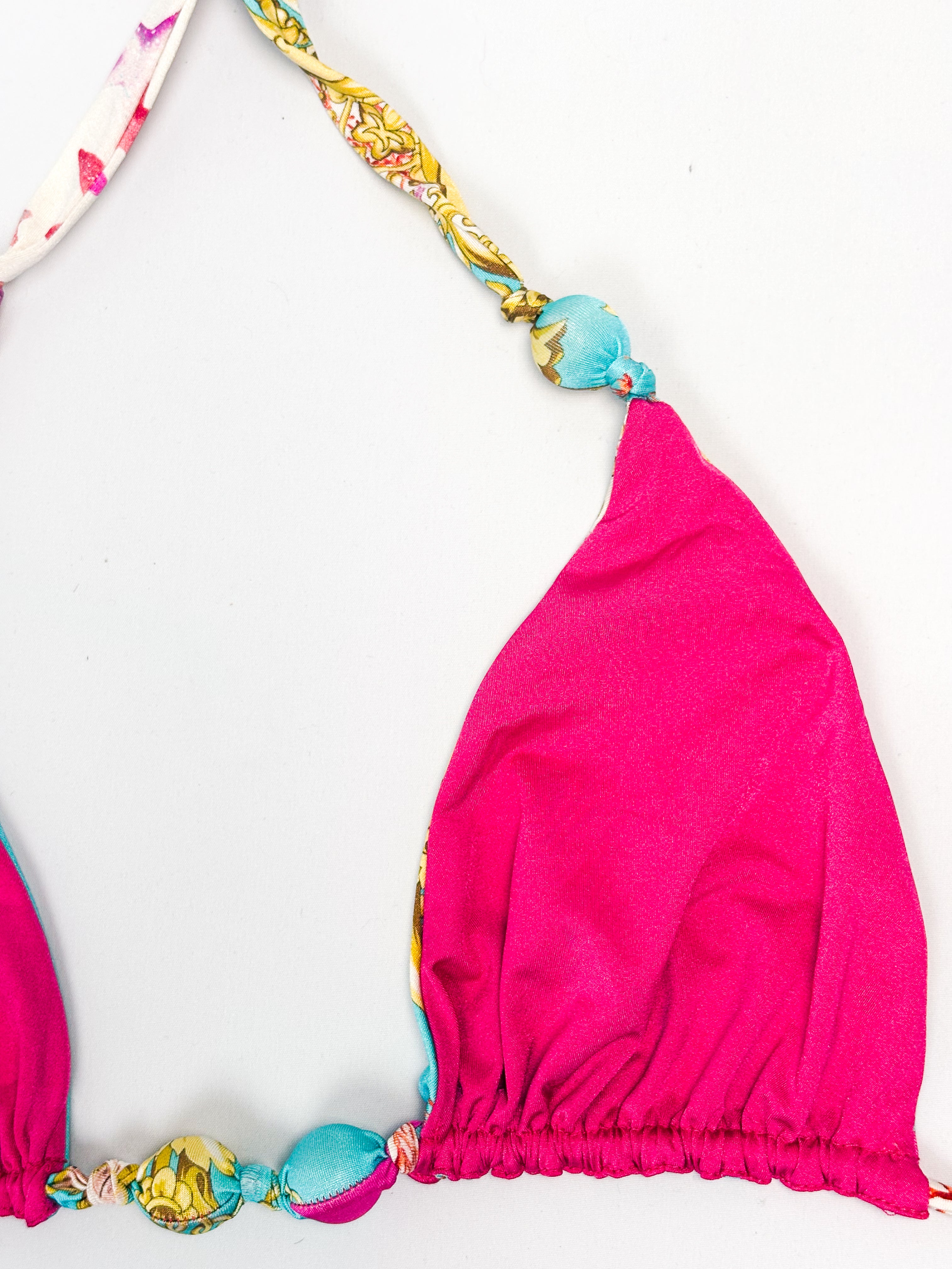 Blumarine Beachwear 2000s Coral Print Triangle String Bikini - M/L