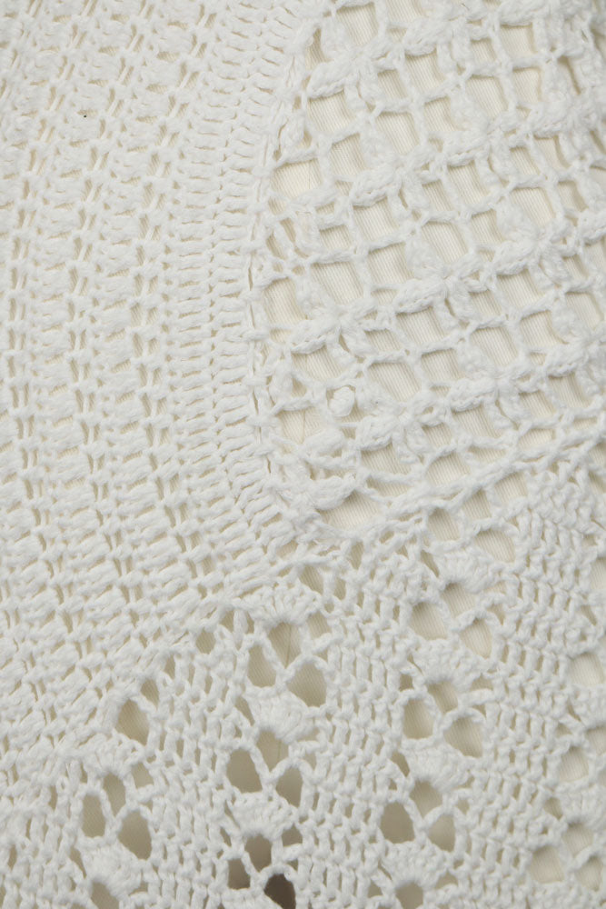 Just Cavalli 2005 White Crochet Mini Dress with Ruffle Hem