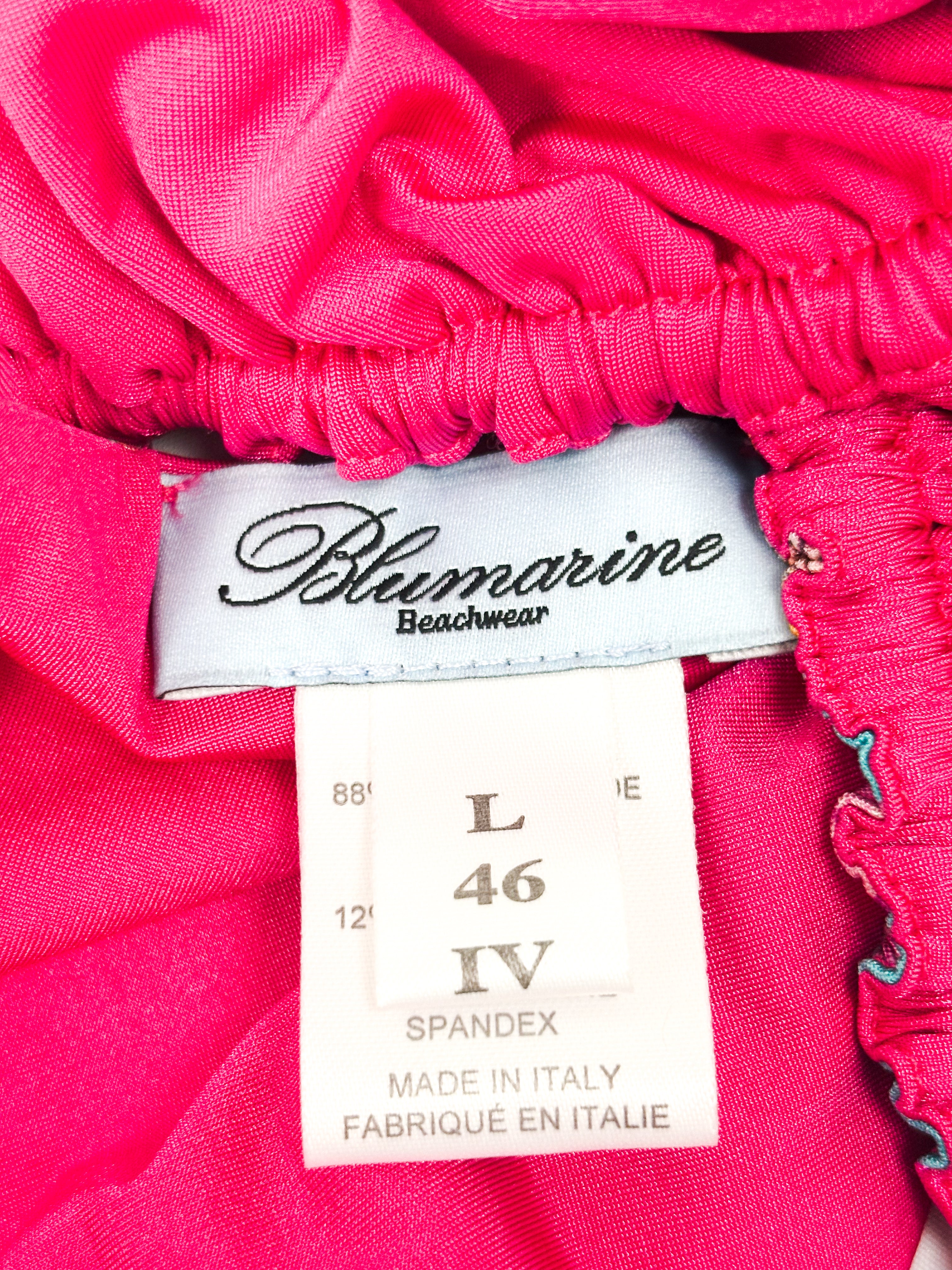 Blumarine Beachwear 2000s Coral Print Triangle String Bikini - M/L