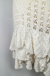 Just Cavalli 2005 White Crochet Mini Dress with Ruffle Hem