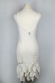 Just Cavalli 2005 White Crochet Mini Dress with Ruffle Hem