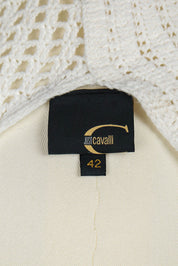 Just Cavalli 2005 White Crochet Mini Dress with Ruffle Hem