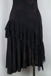 2000s Black Metallic Beaded Slip Dress