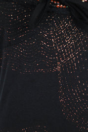 2000s Black Metallic Beaded Slip Dress