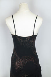 2000s Black Metallic Beaded Slip Dress