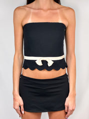 Night by Valentino 1990s Black Silk Bow Bustier - S/M