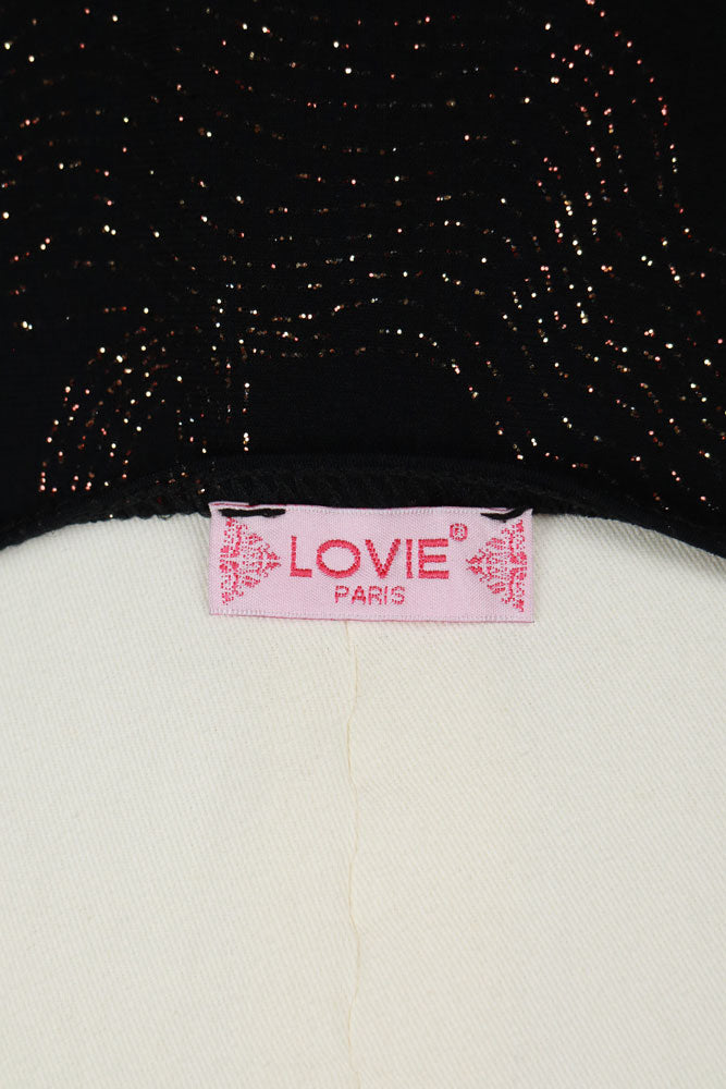 2000s Black Metallic Beaded Slip Dress