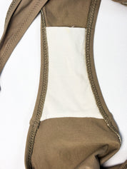 Pin-Up Stars 2000s Tan Beaded Flower Triangle Bikini - M
