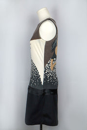 Custo Barcelona 2000s Drop Waist Black Graphic Woman Mini Dress