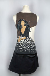 Custo Barcelona 2000s Drop Waist Black Graphic Woman Mini Dress