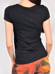 Patrizia Pepe 2000s Black Woven Chain Panel Tee - S