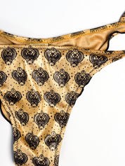Chiara Biasi 2010s Gold Scarab Print Bandeau Bikini Set - S