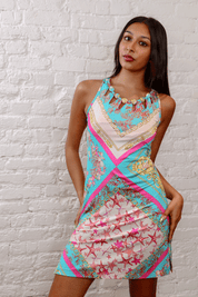 Blumarine Beachwear Beaded Coral Print Mini Dress