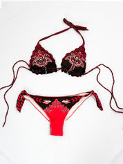 Pin-Up Stars 2000s Red Boho Western Triangle Bikini - S