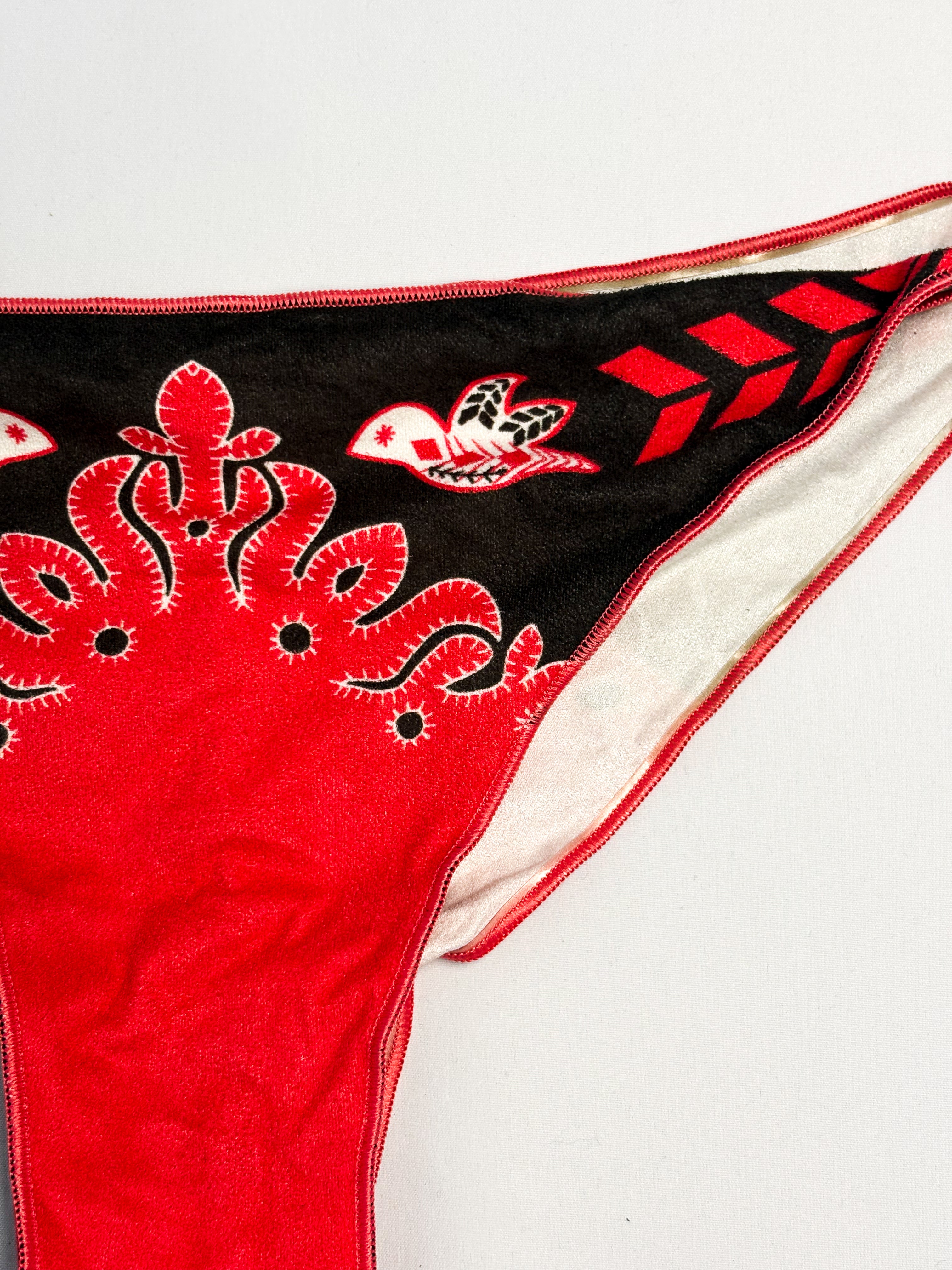 Pin-Up Stars 2000s Red Boho Western Triangle Bikini - S