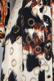 Roberto Cavalli 2000s Cow Print Shirt Dress with Gold Ring Accents