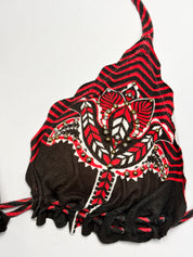 Pin-Up Stars 2000s Red Boho Western Triangle Bikini - S