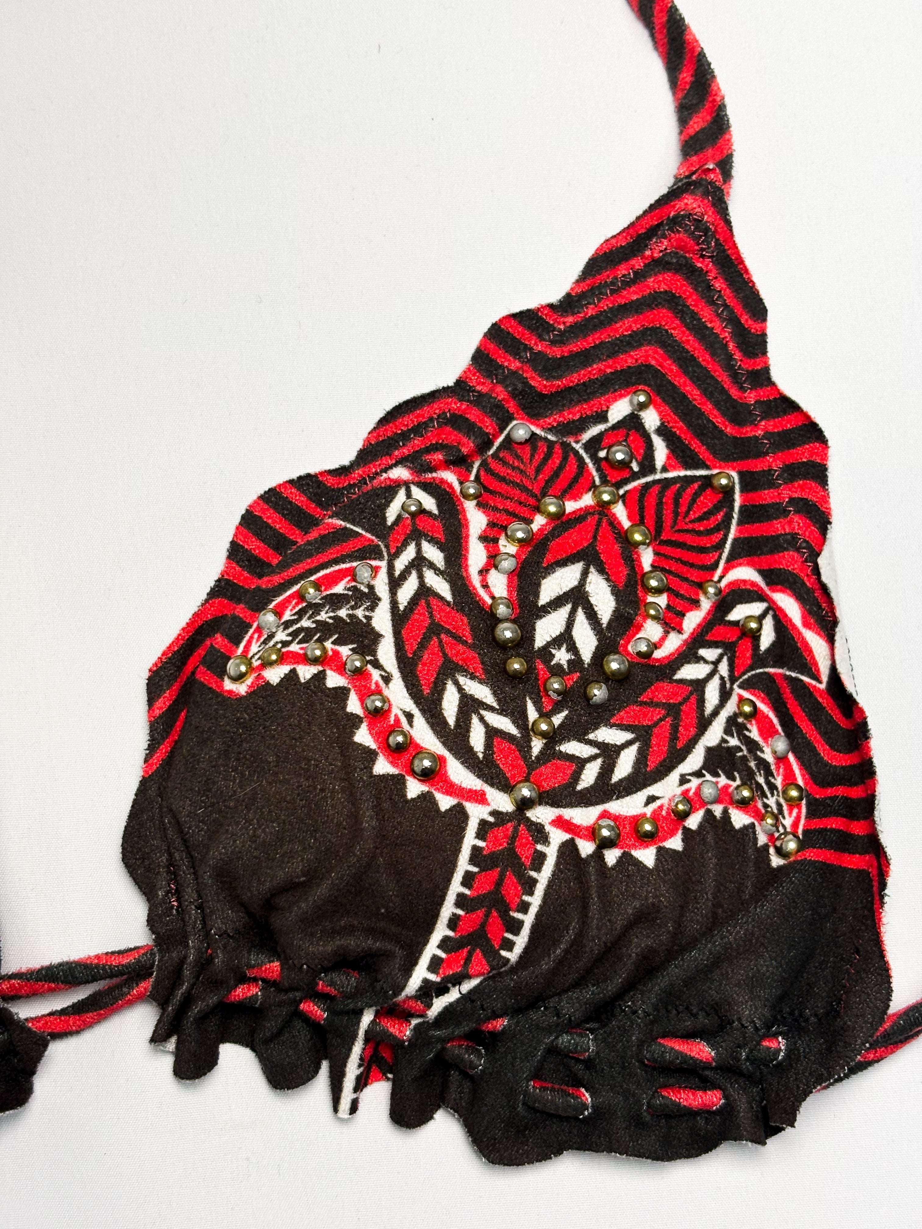 Pin-Up Stars 2000s Red Boho Western Triangle Bikini - S
