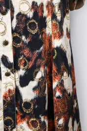 Roberto Cavalli 2000s Cow Print Shirt Dress with Gold Ring Accents