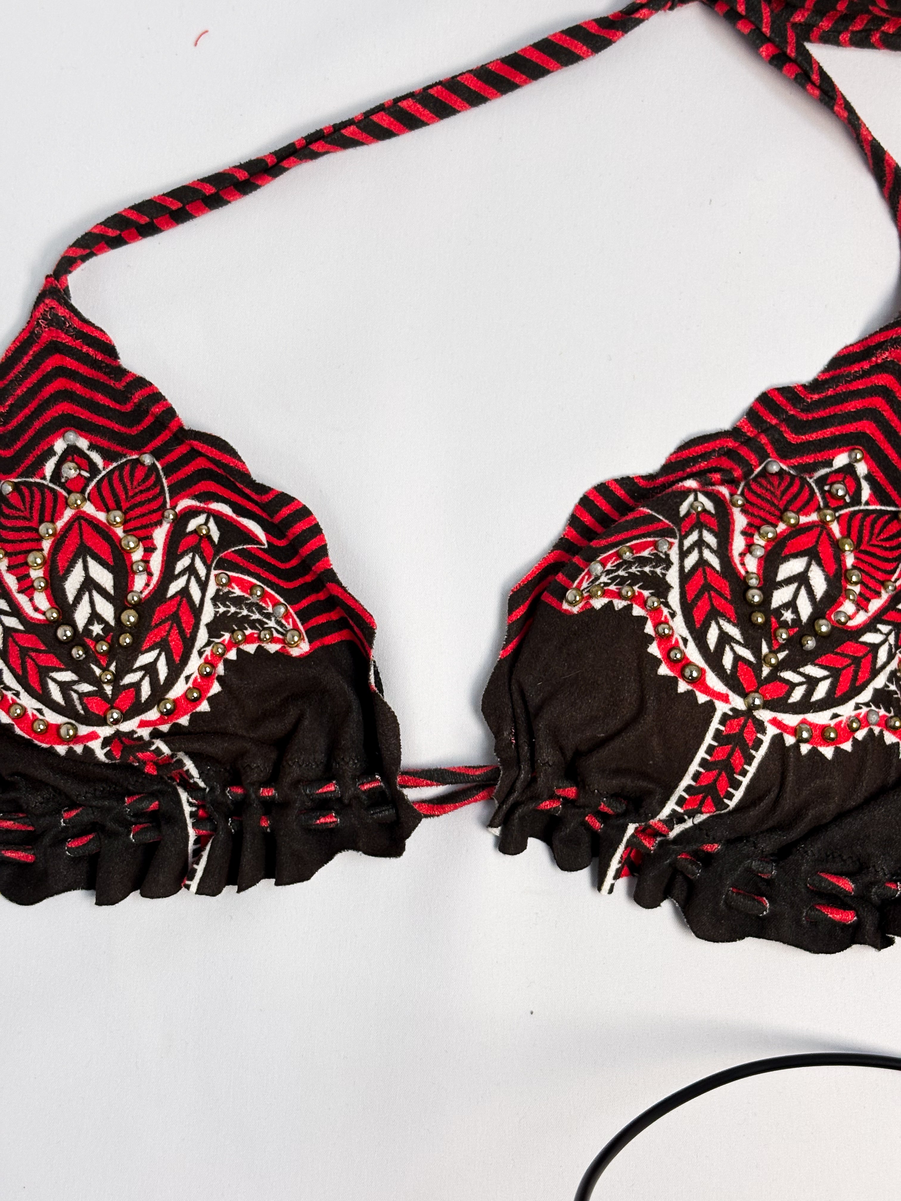 Pin-Up Stars 2000s Red Boho Western Triangle Bikini - S