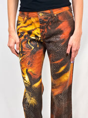 Roberto Cavalli FW 2000 Crystal Embellished Tiger Print Jeans - W28/29